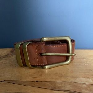 Vintage brown leather belt with brass buckle
